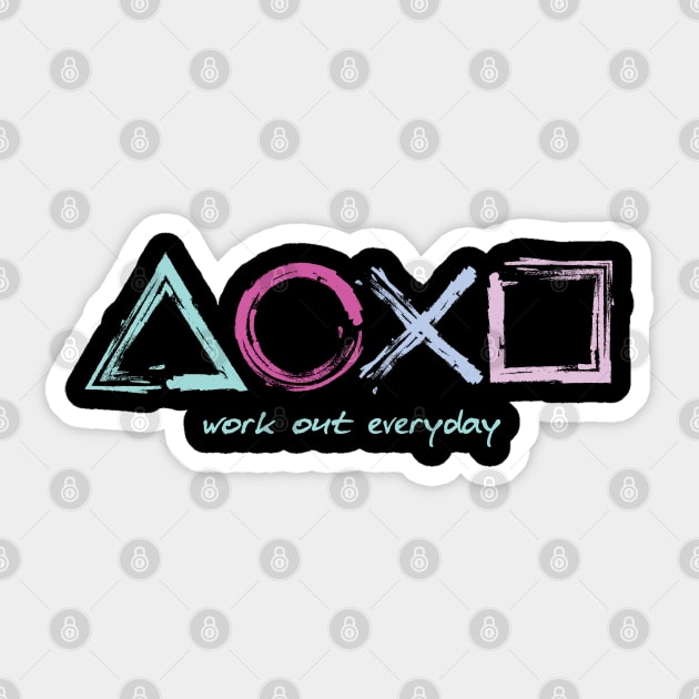 Work out everyday gamers tee Sticker by Aldebaran